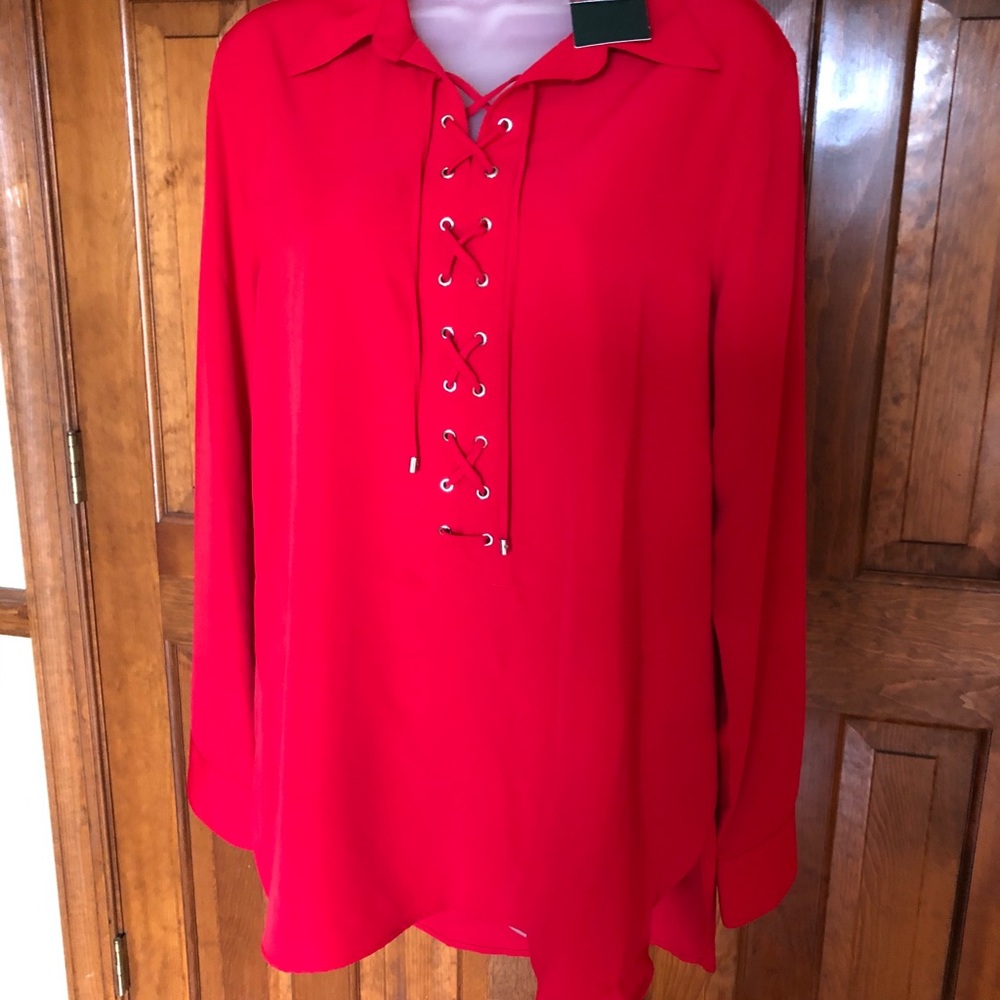 NWT Lauren Ralph Lauren Red Tunic Top